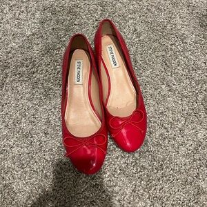 Steve Madden Red Flats with Bow Detail